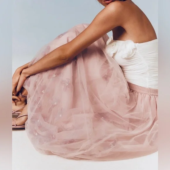 Anthropologie Blossom Bubble Lavender and Pink Tulle Midi Skirt Medium - Picture 3 of 11